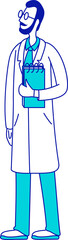 Poster - Scientist semi flat color raster character. Posing figure. Full body person on white. Laboratory worker. Researcher simple cartoon style illustration for web graphic design and animation