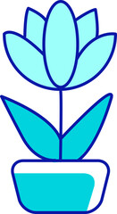 Poster - Blossoming flower in pot semi flat color raster element. Full sized object on white. Houseplant care. Home decoration simple cartoon style illustration for web graphic design and animation