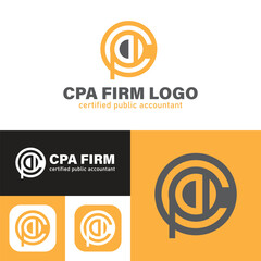 Certified public accountant. CPA Firm Logo.Vector Illustration.Minimal Icon style. Black and white color.Unique, elegant, modern.