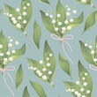Seamless vector pattern with lilies of the valley
