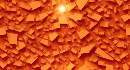 Wall Mural - tiny abstract orange shapes with glowing light backdrop background seamless tileable pattern generative ai