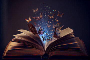 Poster - Beautiful abstract open book with lights