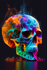 Poster - Beautiful abstract surreal geometric human skull concept, contemporary colors and mood social background.	