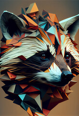 Poster - Beautiful abstract surreal geometric head of a raccoon concept, contemporary colors and mood social background.	