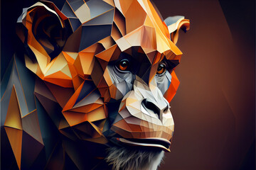 Poster - Beautiful abstract surreal geometric head of a monkey concept, contemporary colors and mood social background.	