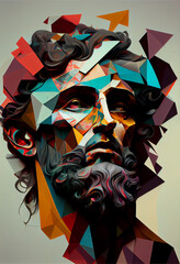 Poster - Beautiful abstract surreal human head concept, contemporary and mood social background