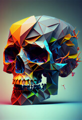 Poster - Beautiful abstract surreal geometric human skull concept, contemporary colors and mood social background