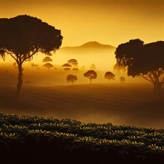 Wall Mural - sunset in the savannah africa