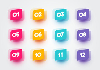 Poster - twelve colorful bullet points labels