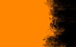 © Helen-HD - Orange background with black marks and brush marks. Abstract splash. Imitation of ink spots