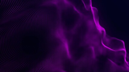 Poster - Dynamic wave of glowing particles. Abstract digital background. Data flow information. Concept of digital communication. Big data visualization. 3D rendering. 4k animation.