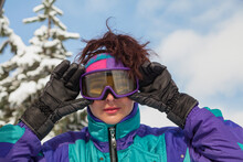 Portrait Of Girl In Ski Goggles