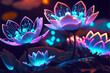 illustration luminescent glow of lotuses in the lake	
