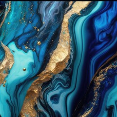 Wall Mural - Blue and gold marble background