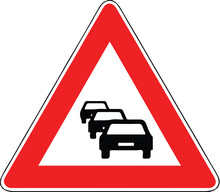 Street DANGER Sign. Road Information Symbol. Congestion