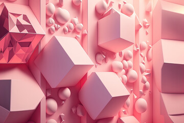 Wall Mural - Abstract pink background with interlaced digital 3d glitch and distortion 3d effect. Futuristic cyberpunk design. Retrofuturism, web punk, soft pink colors. Generative AI