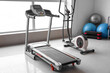© Pixel-Shot - Interior of gym with modern treadmill, elliptical trainer and sport equipment
