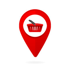 Poster - Shop blue pointer on map. Map store pointer. Shop map point. GPS Navigator. Vector illustration.