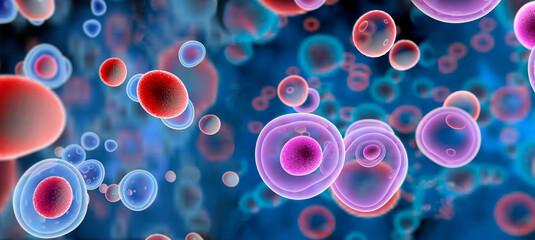 Wall Mural - t cells attacking cancer cells, 3d illustration