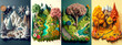 Banner with four seasons winter, spring, autumn and summer. Collage. Ai generative illustration