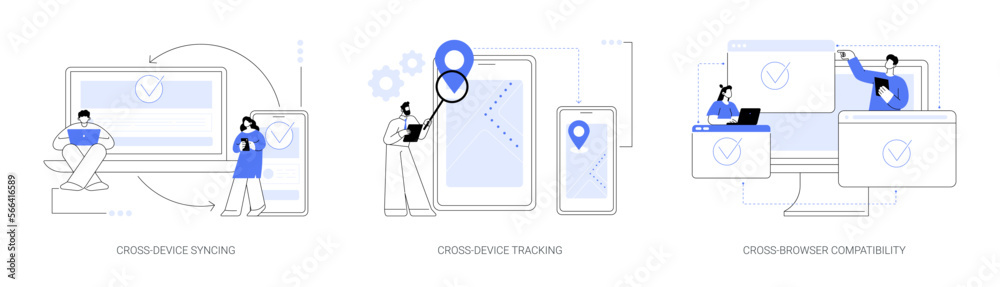 Multi-device compatibility abstract concept vector illustrations. Stock ...