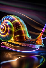 Wall Mural - The racing garden snail is hurtling down the road at breakneck speed. Generative AI Art.