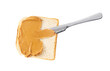 © Igor Dudchak - Toast bread with peanut butter isolated on white background.