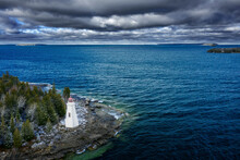 Big Tub Lighthouse And Georgian Bay, Tobermory, Ontario, Canada