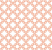 Interlocking Circles White And Orange Pattern. Abstract Background Tile.