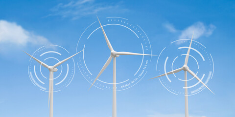 3d wind turbine eco technology concept, renewable green energy generate from alternative electric so