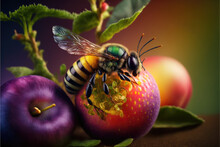 Bee Pollinating. Generative IA

