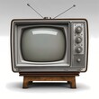 Isolated Vintage CRT TV. Old-Fashioned Television. Old TV Set.