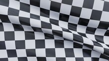 Wavy Racing Checkered Flag With Diagonal Folds. Realistic 3d Render