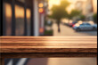 © luidy - Ultra realistic illustration of a procduct wooden table with a unfocused background