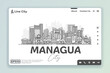 Managua, Nicaragua architecture line skyline illustration. Linear vector cityscape with famous landmarks, city sights, design icons. Landscape with editable strokes.