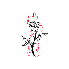 Wall Mural - vector illustration of a rose with fire concept