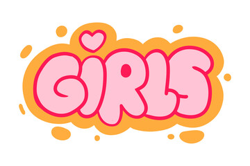Poster - Girls text effect in trendy style. Bubble text for street art design element