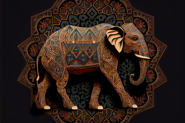 Wall Mural - Elephant in Rajasthani Style art