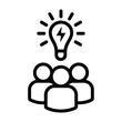 Group idea or teamwork team idea line art vector icon for business apps and websites