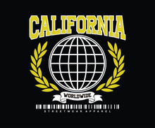 Vintage Typography College Varsity California State Slogan Print, For Streetwear And Urban Style T-shirts Design, Hoodies, Etc