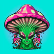Alien Samurai Skull Mushroom vector illustration
