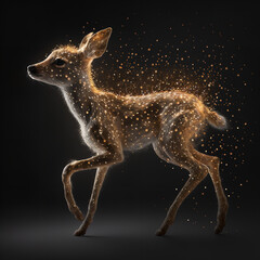 Wall Mural - fawn covered in golden glitter Generative AI