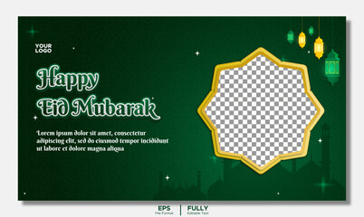 Wall Mural - Happy Eid Mubarak Greeting Banner Design Template