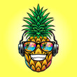 Pineapple summer sunglass beach vector illustration