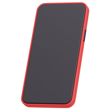 Smartphone communication internet device with red and black color in simple design 3d rendering icon