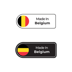 Wall Mural - Made in Belgium vector label with Belgium flag in two different styles