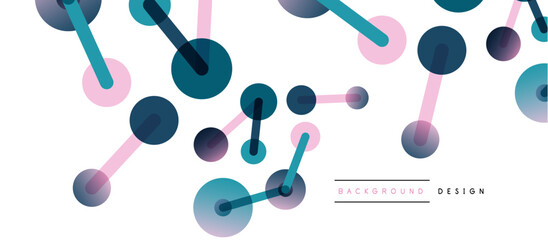 Poster - Line points connections geometric abstract background. Circles connected by lines. Trendy techno business template for wallpaper, banner, background or landing