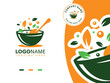 salad bowl vegetarian food logo template
