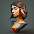 © JW Studio - Low poly woman portrait illustration isolated.