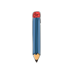 Poster - Single one line drawing pencil flat icon. Symbol of graduation for web or mobile app. Sign of education for design logo, visit card. Outline logo of school. Continuous line draw vector illustration